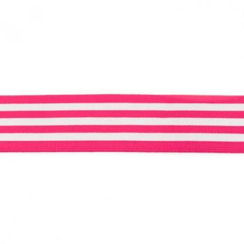 Gummiband Streifen Pink-Weiß Breite 4 cm